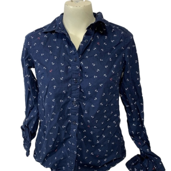 Tommy Hilfiger Anchor Collared Button Up Blouse - Picture 1 of 5